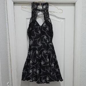 Elegant Black and White Patterned Dress